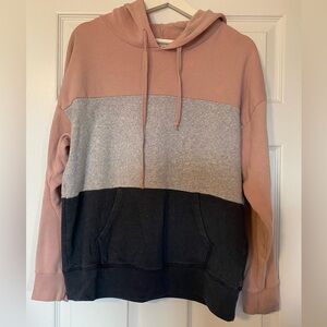 American Eagle Outfitters Colorblock Hooded Sweatshirt - Dusty Rose, Gray, Black